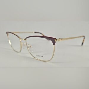 Prada Eyeglasses VPR 57W NEW color 09B-1O1 Bordeaux Gold Size 55 Women's Square